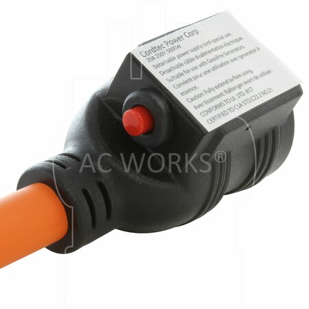 Ac Works 1.5FT 20A 4-Prong L14-20P Locking Plug to 6-15/20 Outlet with 20A Breaker L1420CB620